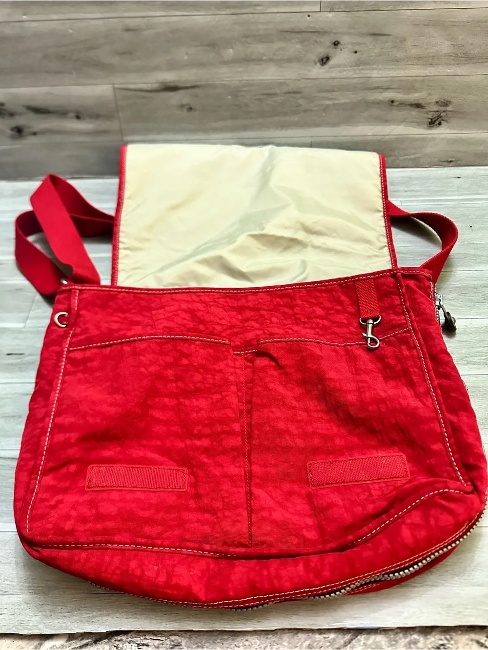 Kipling  Unisex Vibrant Red Flap Crossbody Bag